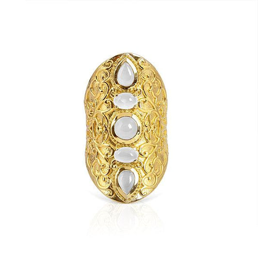 Bohemian Style 18K Gold Plated Filigree Silver Ring - The Fineworld