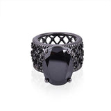 Big Black Gemstone Ring For Women In Silver - The Fineworld
