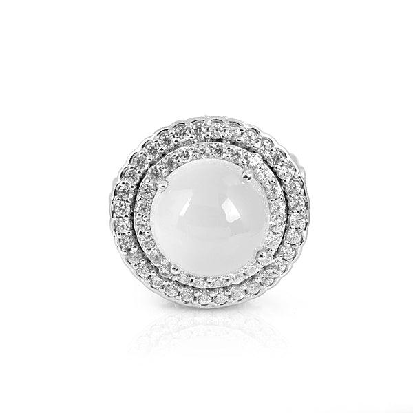 Opal Quartz Silver Halo Ring For Women - The Fineworld