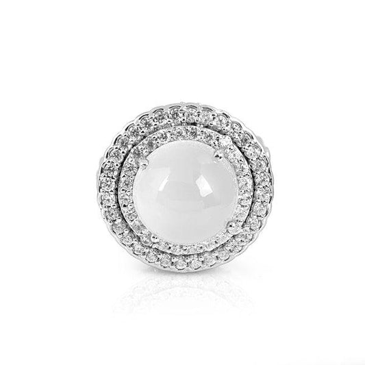 Opal Quartz Silver Halo Ring For Women - The Fineworld