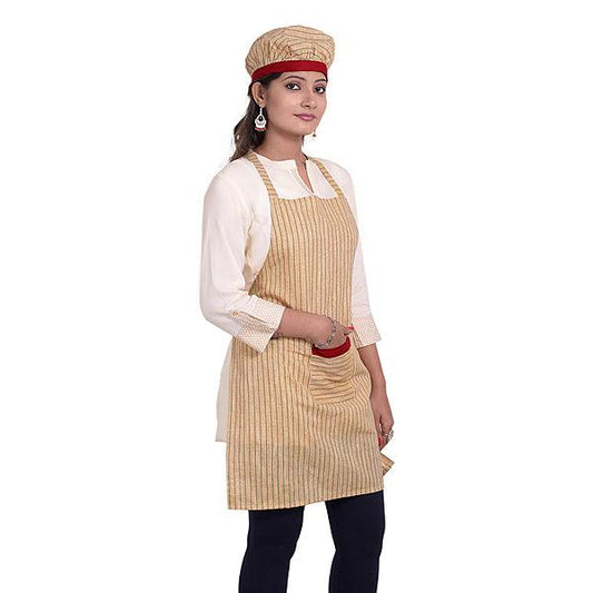Unisex Kitchen Apron with Cap and Front Pocket - The Fineworld