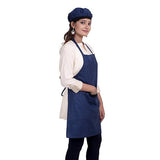 Blue Textured Unisex Kitchen Apron with Cap & Front Pocket - The Fineworld