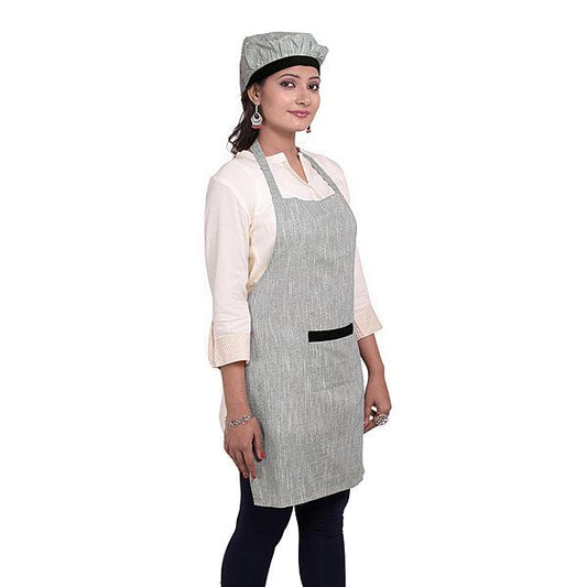 Multi-color Textured Unisex Kitchen Apron with Cap and Front Pocket - The Fineworld