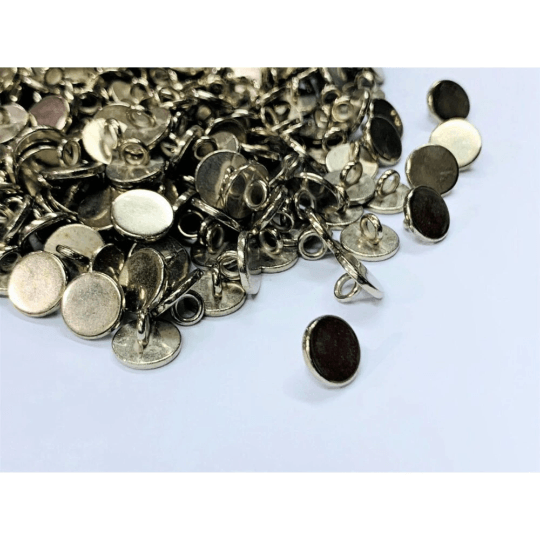 Flat Sliver Color Small Tiny Metal Button - The Fineworld