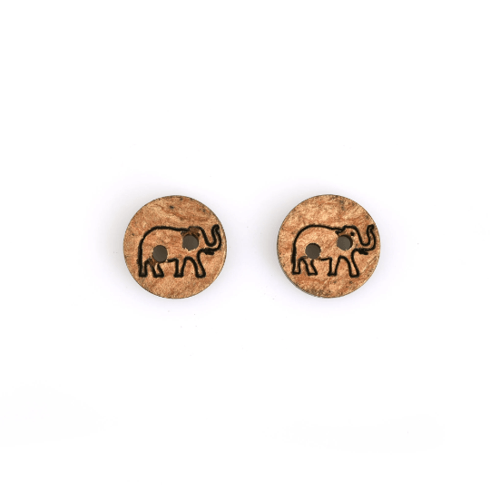 Elephant Engraved Coconut Button - The Fineworld