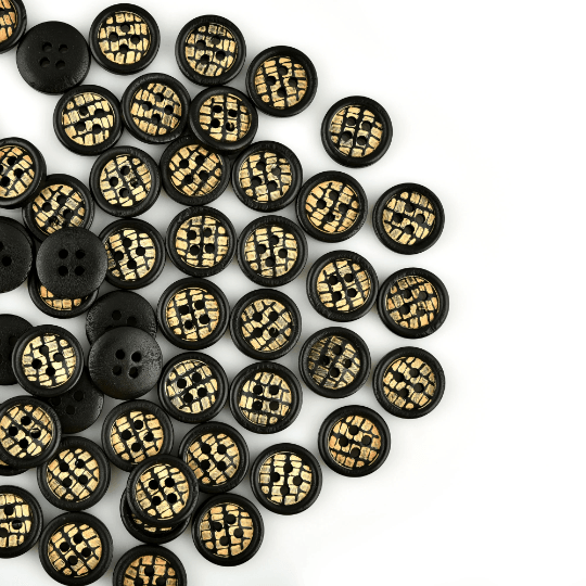 Natural Wood Black Button - The Fineworld