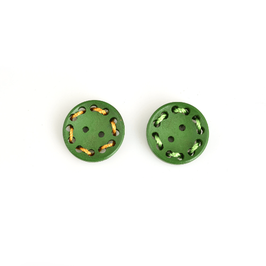 Green Color Wood Button - The Fineworld