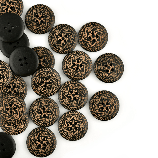 Extra Large Black Wood Button - The Fineworld