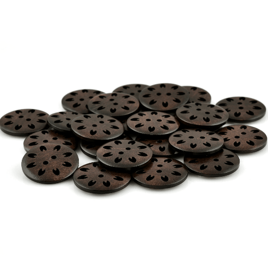 Shiny Brown Wood Button - The Fineworld