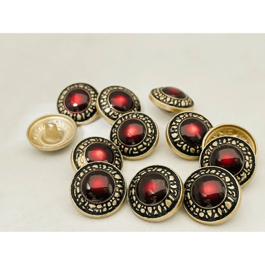 Shiny Maroon and Golden Metal Button - The Fineworld