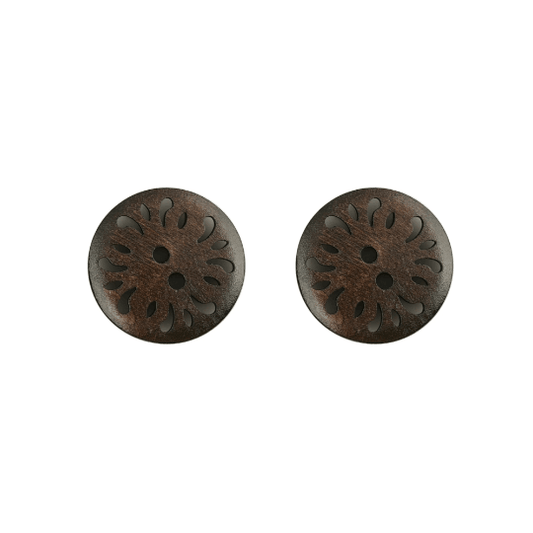 Dark Brown Shaded Wood Button - The Fineworld