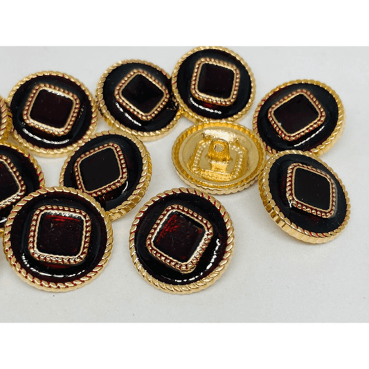 Maroon and Golden Color Metal Button - The Fineworld